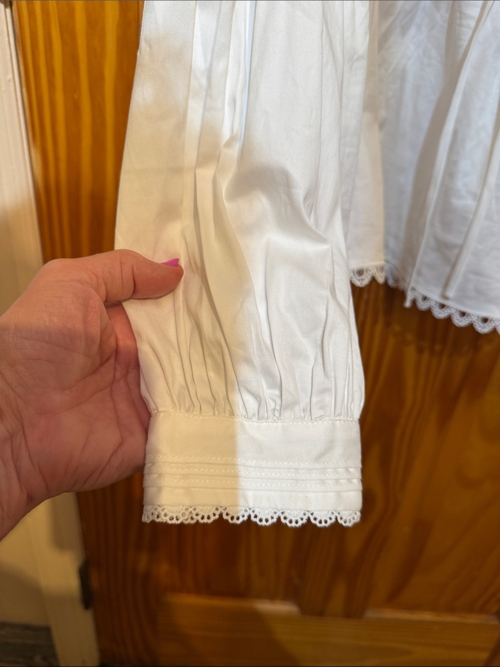 Joie Cream Lace-Trim Peasant Blouse - Picture 2 of 4